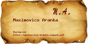 Maximovics Aranka névjegykártya